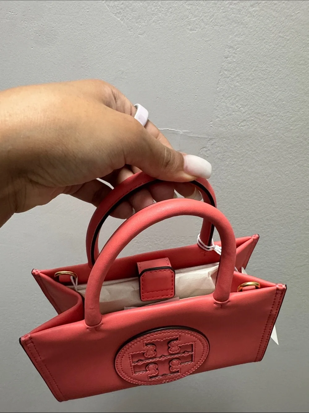 Tory Burch Coral Pink Logo Mini Tote